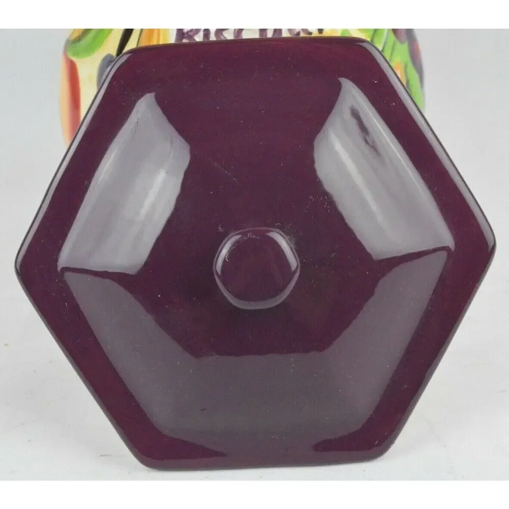Nonni's Biscotti Ceramic Cookie Jar Hand Painted Fruit Canister Purple